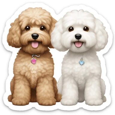 2 bichons and 1 light brown cavapoochon with a white patch on its chest sticker