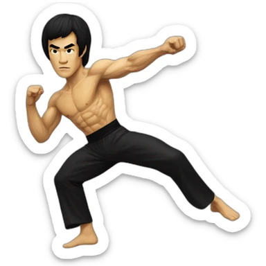 bruce lee side-kick to bag sticker