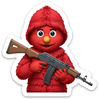 elmo with an AK47 and an bivak sticker