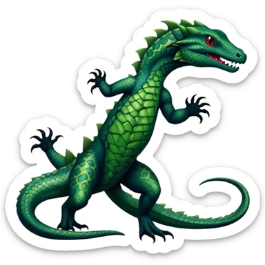 a dark gothic edgy reptilian salandit-vernid-fionbri-creature with splash patterns full body sticker