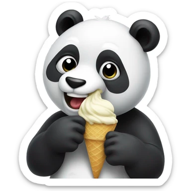Panda eating ice cream sticker