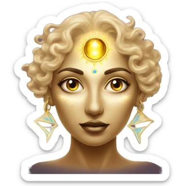 Pleiadian radiant diva woman female golden third eye sticker