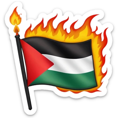 Palestine flag burning sticker