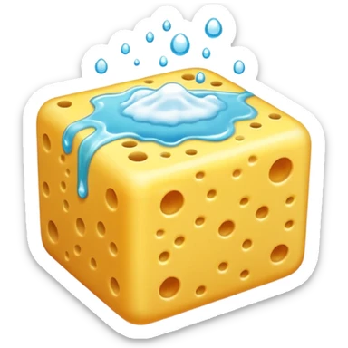 foam sponge object icon, soft sponge with soap foam, glossy wet look, 3D cartoon, mobile game icon style, centered, clean background, no text, no watermark

 sticker