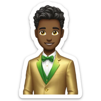 Posh-boy-with-golden-suit-and-green-eyes-and-rainbow-unicorn-hair sticker