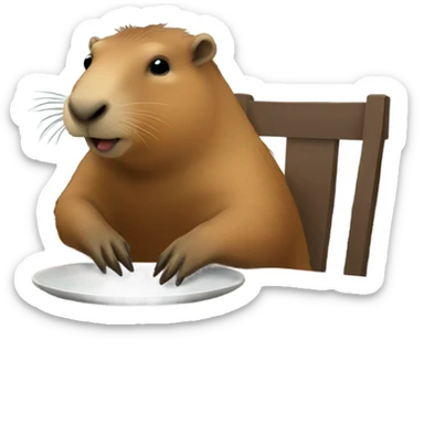 Cabybara sitting at the table sticker