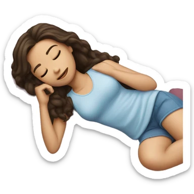 Brunette girl laying with her phone  sticker