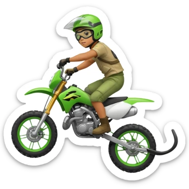 Green dirtbike with rider doing wheely sticker