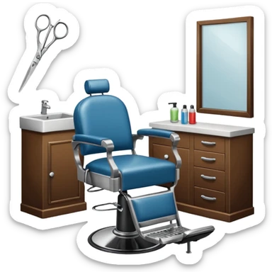 Text “Barber Shop” with detailed background scissors trimmers barber chair sticker