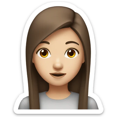 Girl whit straight brown hair and asian eyes sticker