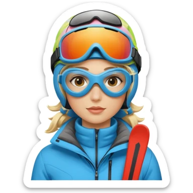 skiing women blonde sticker