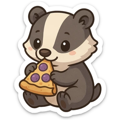 Badger with pizza purple sticker