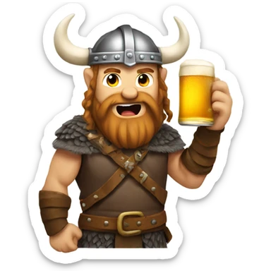 viking with beer sticker