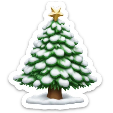 Snow-covered Christmas tree sticker