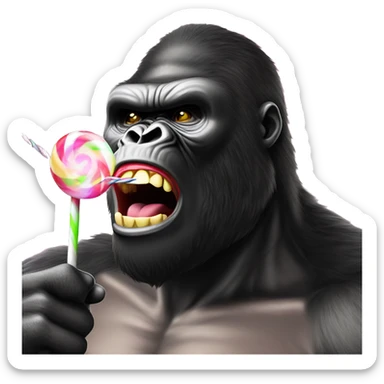 king kong lollypop in closed mouth at a rave with lazer lights flashing sticker