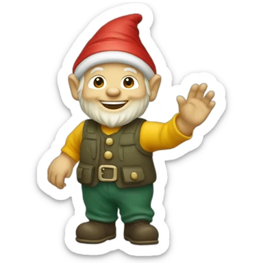 a garden gnome waving sticker