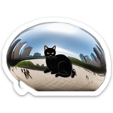 black cat sleeping on chicago bean sticker
