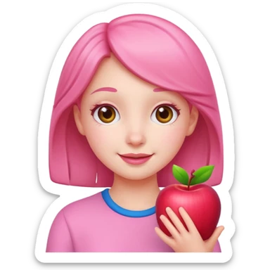 cute pink girl with cheerful pose. apple emoji style sticker
