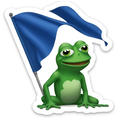 pepe the frog with blue flag sticker