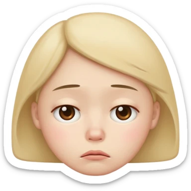 stylized emoji of a face with puffy cheeks, sad expression, minimalistic sticker