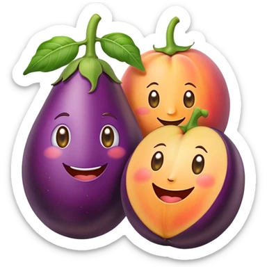 eggplant and peach combined in a humorous way sticker