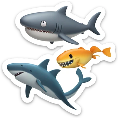 Worm on top of a fish on top of a bigger fish on top of a shark on top of a whale sticker