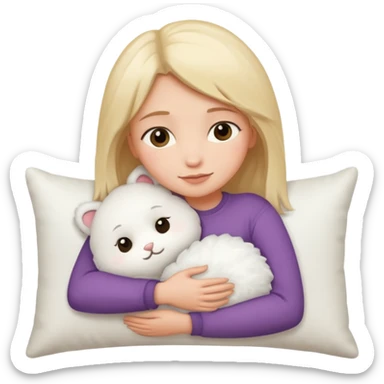 Girl hugging pillow sticker