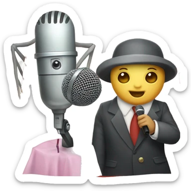 A squid with a microphone and a kitten with a microphone sticker
