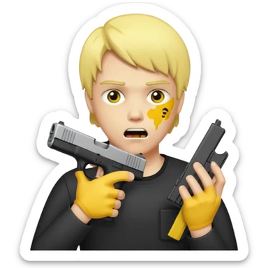 A yellow head that has a Glock in mouth sticker