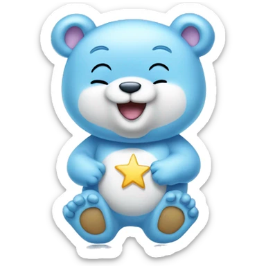 light blue carebear with moon and star on stomach sticker