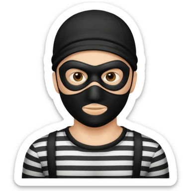classic burglar with mask and striped shirt sticker