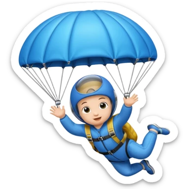 Skydiving baby with parachute and UFO blue sticker