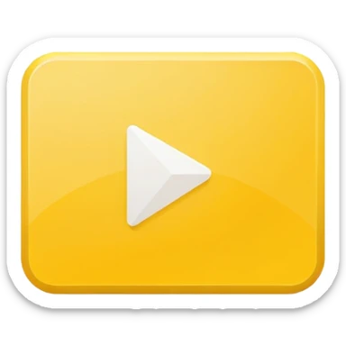 single yellow rectangular play button (video symbol), centered white play icon inside, flat vector style, clean minimal design, isolated on white background, no text, no watermark --ar 16:9 --v 6
 sticker