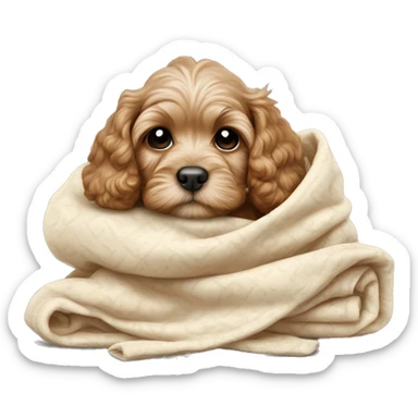 cute cockapoo puppy sleep in blanket sticker