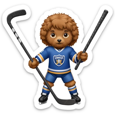 cavapoo playing hockey sticker