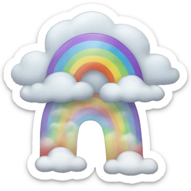 arcoiris con nubes grises sticker