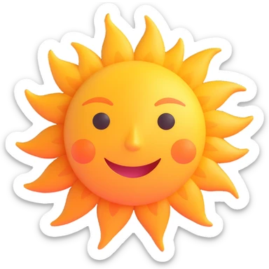 3D style simple beautiful sun without face or facial features, suitable for Discord role icon sticker