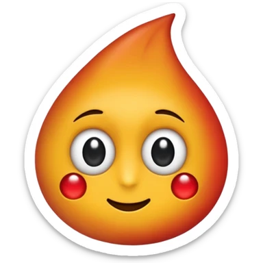 emoji, feuille d'érable couleur vermeille, deux yeux ronds noirs brillants sticker