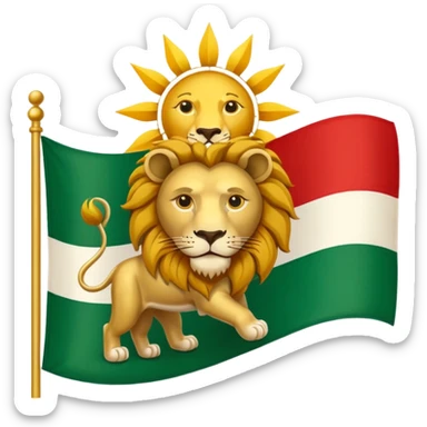 Lion and sun logo in the red white and green flag sticker