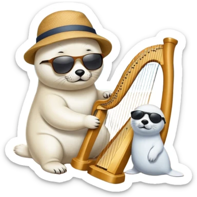 A person is training a harp seal at beach  sticker