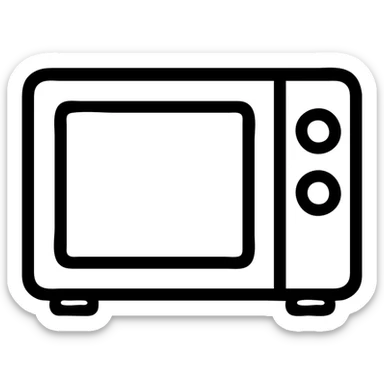 microwave icon, flat color style, bold outline, minimal details sticker