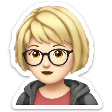 Chubby anime girl with glasses and short blonde hair sticker