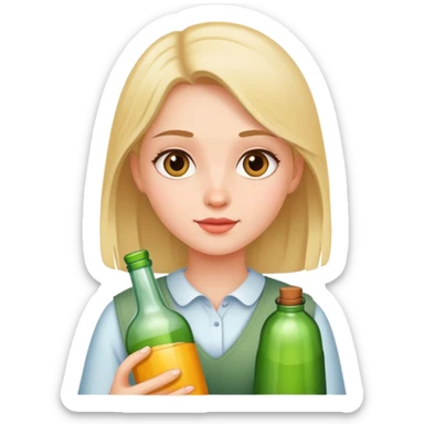 A girl with a bottle sticker