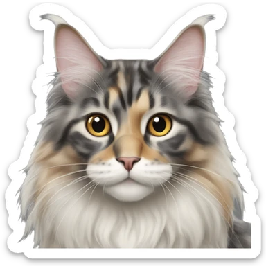 Maine coon dilute Calico half face colored  sticker