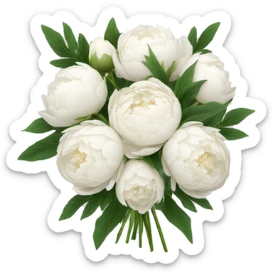White peonies bouquet  sticker