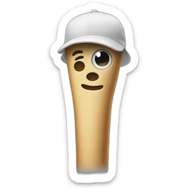 a stick with a face and a cap that faces backwards sticker
