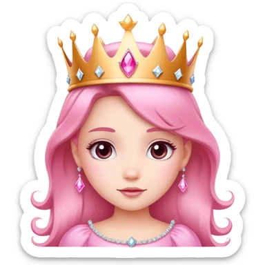 Cute pink princess with crown and sparkles sticker