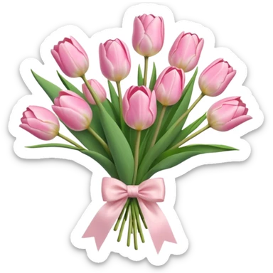 Light Pink tulip bouquet with a light pink bow  sticker