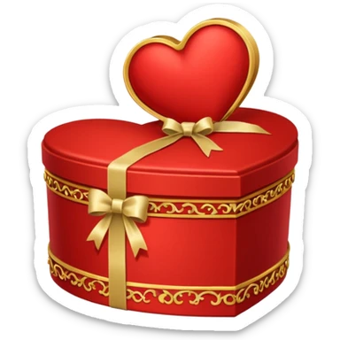 rococó caja de regalo en forma de corazón rojo con dorado sticker