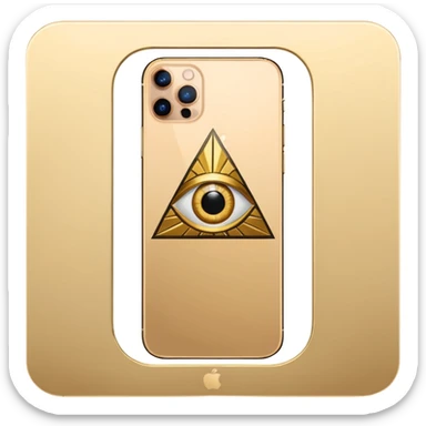 Gold iPhone 16 Pro Max, replace apple logo with fullgold all-seeing-eye logo backview sticker
